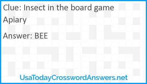 Insect in the board game Apiary Answer