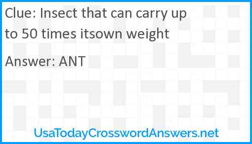 Insect that can carry up to 50 times itsown weight Answer