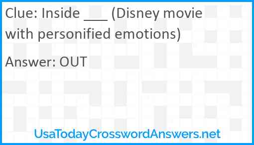 Inside ___ (Disney movie with personified emotions) Answer