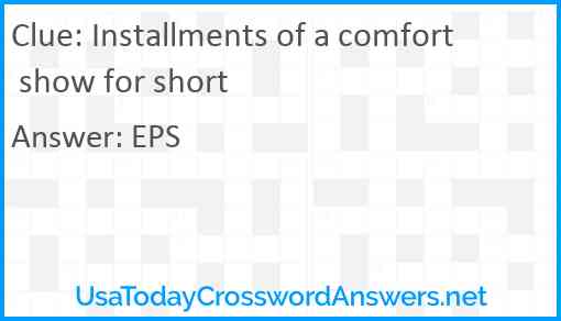 Installments of a comfort show for short Answer