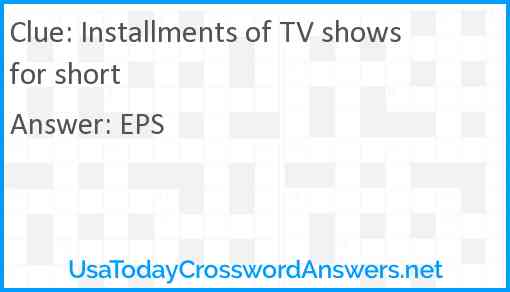 Installments of TV shows for short Answer