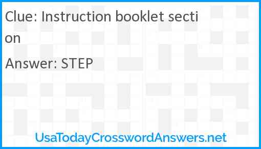 Instruction booklet section Answer