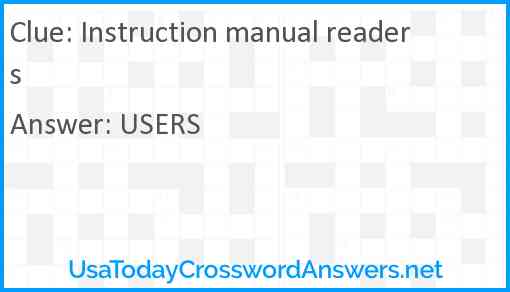 Instruction manual readers Answer