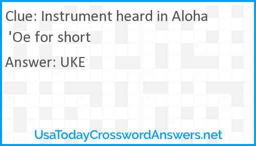 Instrument heard in Aloha 'Oe for short Answer