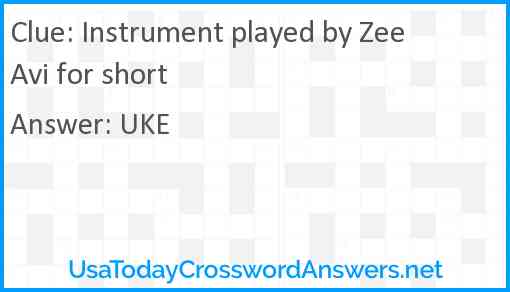 Instrument played by Zee Avi for short Answer