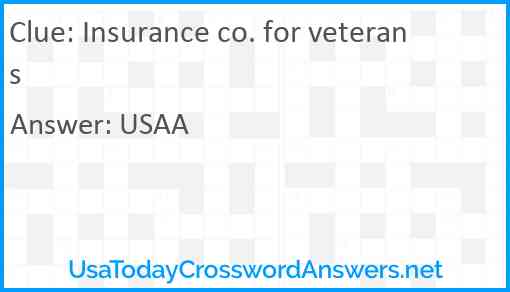 Insurance co. for veterans Answer