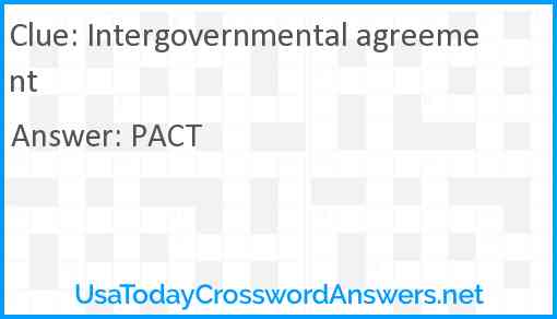 Intergovernmental agreement Answer
