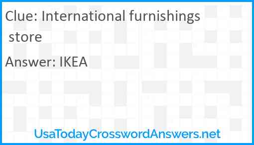 International furnishings store Answer