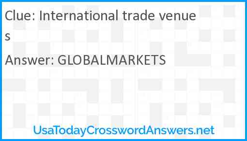 International trade venues Answer