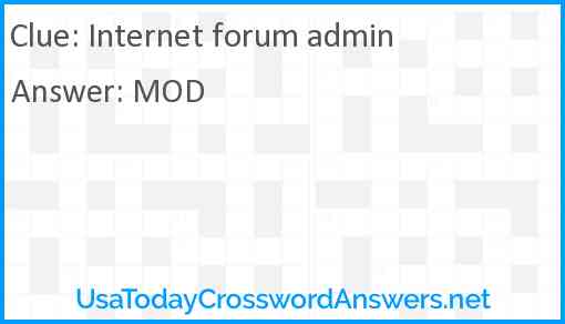 Internet forum admin Answer