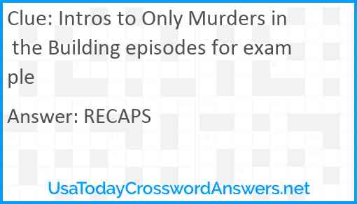 Intros to Only Murders in the Building episodes for example Answer