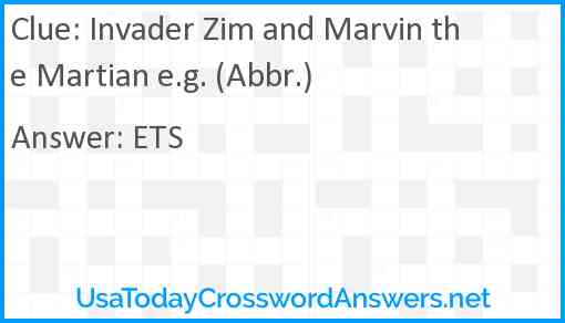 Invader Zim and Marvin the Martian e.g. (Abbr.) Answer