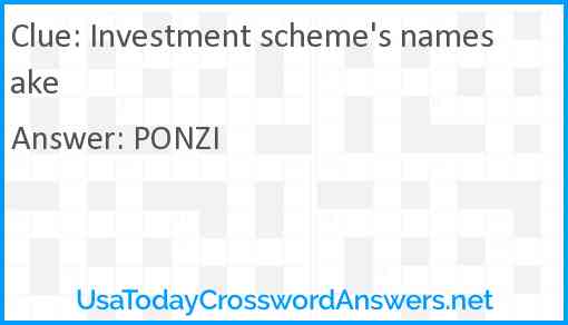 Investment scheme's namesake Answer