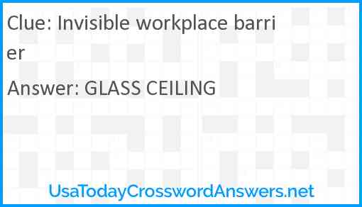 Invisible workplace barrier Answer