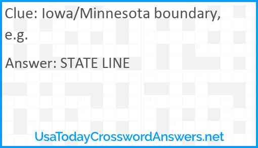 Iowa/Minnesota boundary, e.g. Answer