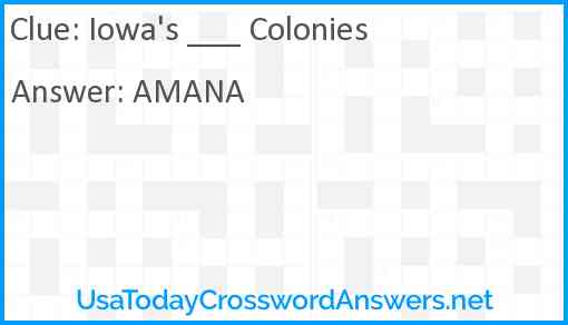 Iowa's ___ Colonies Answer