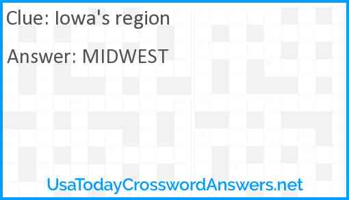 Iowa's region Answer