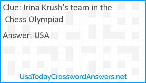 Irina Krush's team in the Chess Olympiad Answer