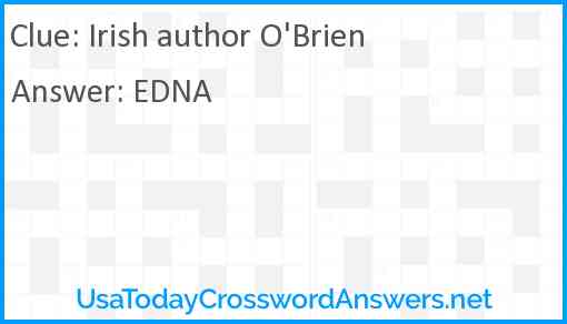 Irish author O'Brien Answer