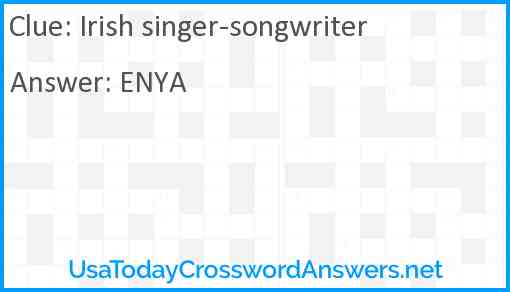 Irish singer songwriter crossword clue UsaTodayCrosswordAnswers net