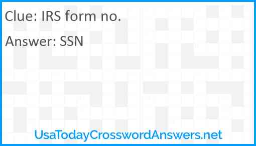 IRS form no. Answer