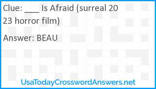 ___ Is Afraid (surreal 2023 horror film) Answer
