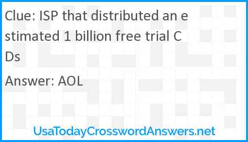 ISP that distributed an estimated 1 billion free trial CDs Answer