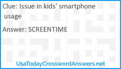 Issue in kids' smartphone usage Answer