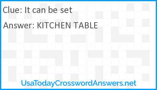 It can be set crossword clue UsaTodayCrosswordAnswers net