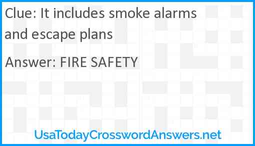 It includes smoke alarms and escape plans Answer