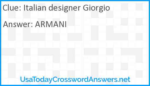 Italian designer Giorgio Answer