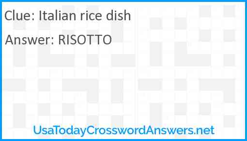 Italian rice dish Answer
