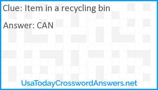 Item in a recycling bin Answer