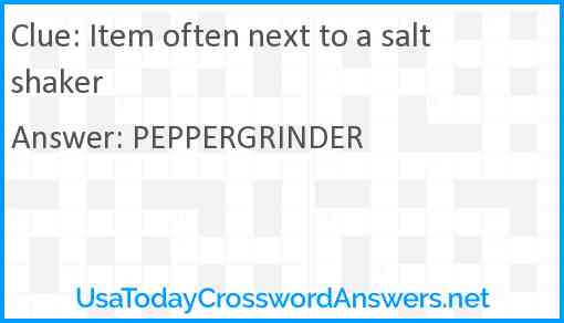 Item often next to a saltshaker Answer