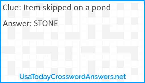 Item skipped on a pond Answer