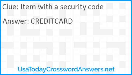 Item with a security code Answer