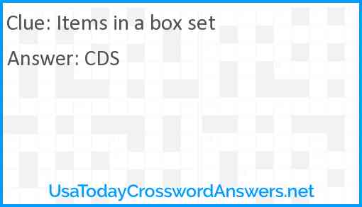 Items in a box set Answer