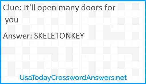 It'll open many doors for you Answer