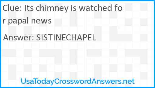Its chimney is watched for papal news Answer