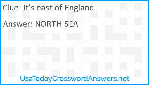 It's east of England Answer