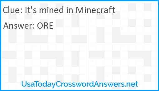 It's mined in Minecraft Answer
