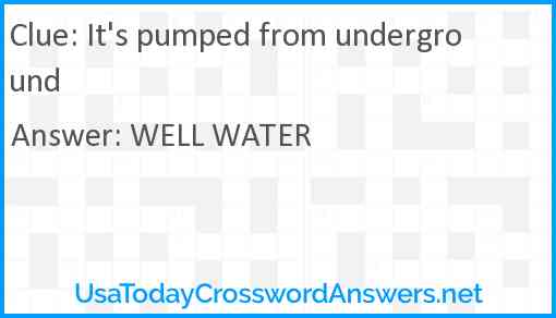 It's pumped from underground Answer
