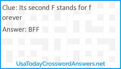 Its second F stands for forever Answer