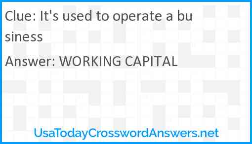 It #39 s used to operate a business crossword clue