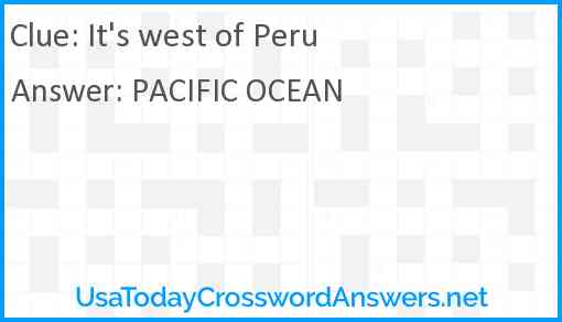 It's west of Peru Answer