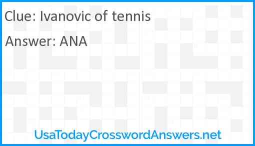 Ivanovic of tennis Answer