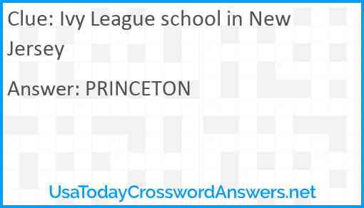 Ivy League school in New Jersey Answer