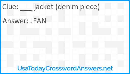 ___ jacket (denim piece) Answer