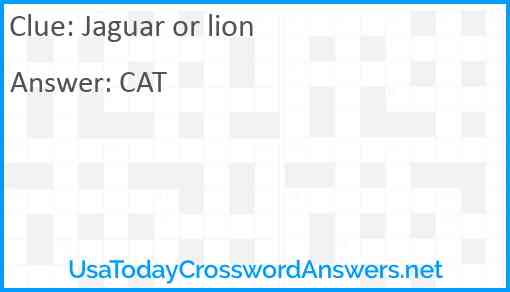 Jaguar or lion Answer