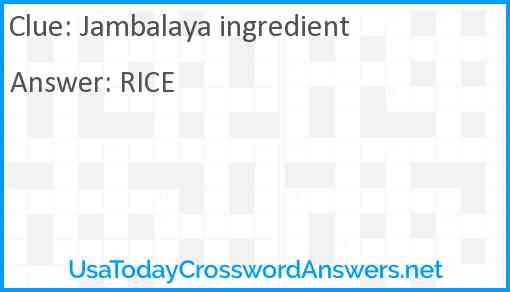 Jambalaya ingredient Answer
